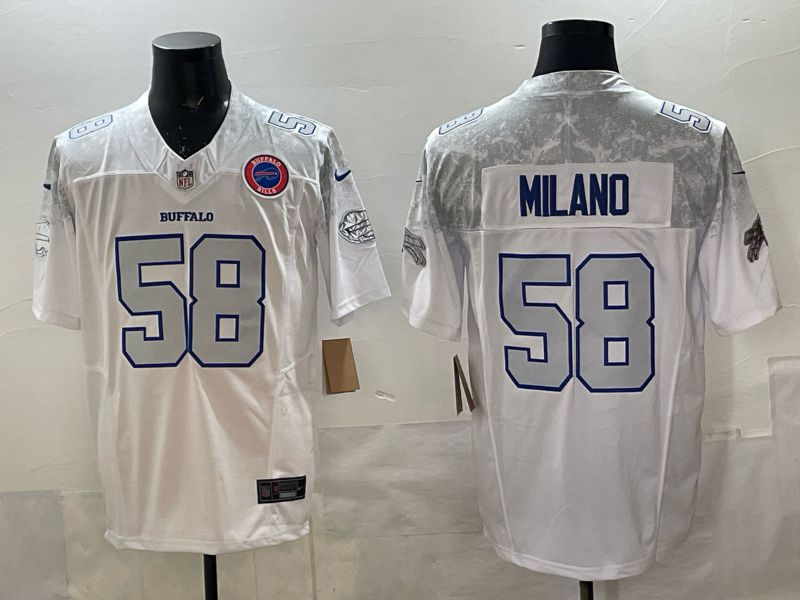 Men 2025 Buffalo Bills 58 Milano white 5th generation Throwback Nike Limited NFL Jersey style 007